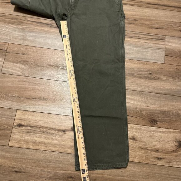 Men's Carhartt Carpenter Duck Canvas Jeans SZ 40x32 Green B11 MOS Dungaree Fit - Picture 5 of 11